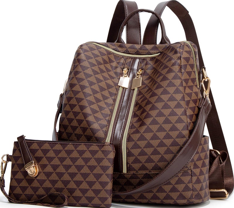Makes Backpack Purse for Women PU Leather Travel Satchel Handbag Convertible Design Bag with Purse 2 Piece - Image 1